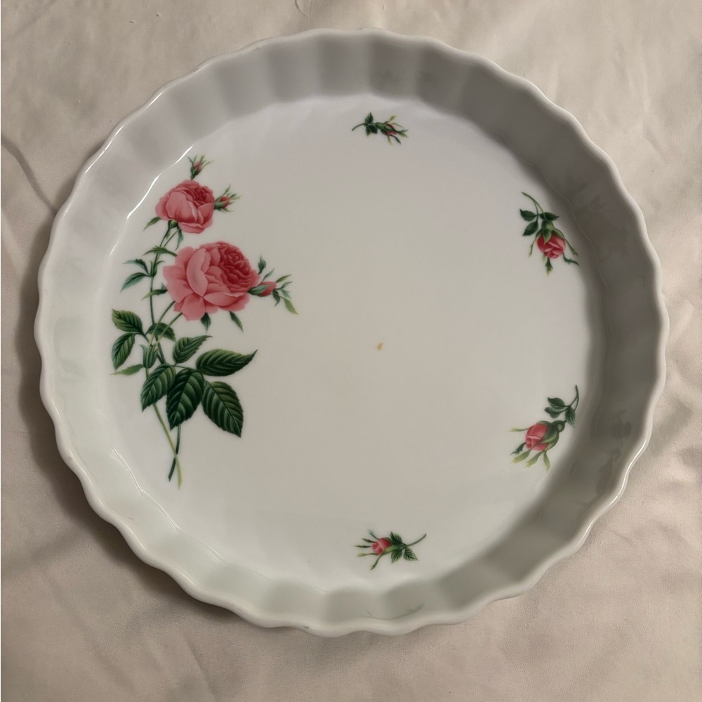 Floral Ceramic Pie Dish 9”